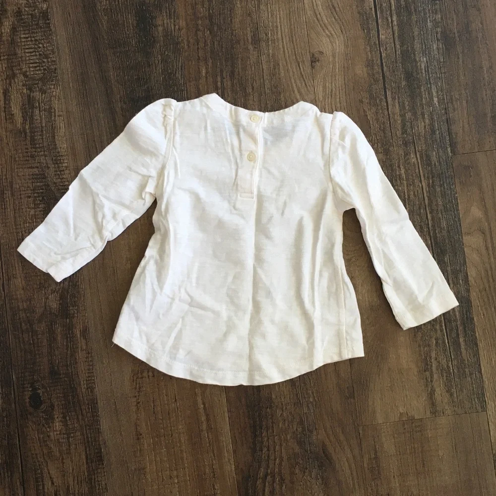 GAP Baby girl Cream Long Sleeve Shirt with Black and Red Graphic